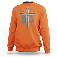 Christian Drummer Sweatshirt Drum Sticks Cross Percussionist Jesus Church