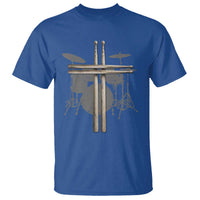Christian Drummer T Shirt Drum Sticks Cross Percussionist Jesus Church
