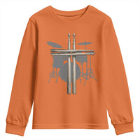 Christian Drummer Youth Sweatshirt Drum Sticks Cross Percussionist Jesus Church