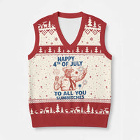 Happy 4th Of July To All You Sumbitches V-Neck Knit Sweater Vest Funny Independence Day Meme