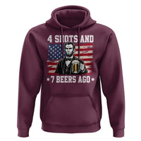 Funny 4th of July Abraham Lincoln Drinking Beer Hoodie 4 Shots and 7 Beers Ago Patriotic Independence Day Meme