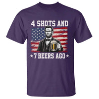 Funny 4th of July Abraham Lincoln Drinking Beer T Shirt 4 Shots and 7 Beers Ago Patriotic Independence Day Meme