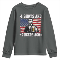 Funny 4th of July Abraham Lincoln Drinking Beer Youth Sweatshirt 4 Shots and 7 Beers Ago Patriotic Independence Day Meme