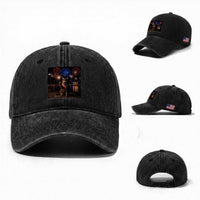 USA 250th Anniversary Cat Washed Cotton Baseball Cap Funny 4th Of July Independence Day 250 Years 1776 2026 Patriotic Celebration Meme