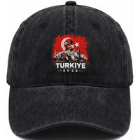 Turkish Soccer 2026 Washed Cotton Baseball Cap Turkey Football Fan Vintage Turkish Pride