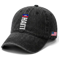 Vintage Haitian Flag Washed Cotton Baseball Cap Proud Haitienne Haiti Independence 1804