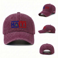 Haiti Flag Washed Cotton Baseball Cap Vintage Haitian Pride Ayiti Roots