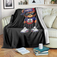 Cute Haiti Throw Blanket Hip Hop Teddy Bear Haitian Flag Ayiti Roots
