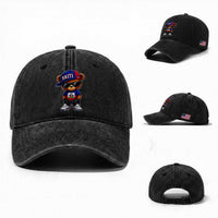 Cute Haiti Washed Cotton Baseball Cap Hip Hop Teddy Bear Haitian Flag Ayiti Roots