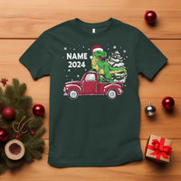 Personalized Dinosaur Christmas T Shirt Custom Name Merry Rexmas Xmas Pet Dino Trex Red Truck Family - Wonder Print Shop