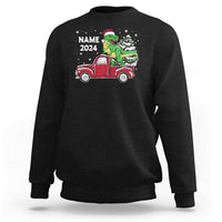 Personalized Dinosaur Christmas Sweatshirt Custom Name Merry Rexmas Xmas Pet Dino Trex Red Truck Family - Wonder Print Shop
