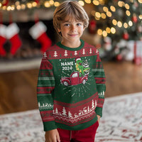 Personalized Dinosaur Christmas Ugly Christmas Sweater Custom Name Merry Rexmas Xmas Pet Dino Trex Red Truck Family - Wonder Print Shop