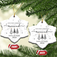 Personalized Mr Mrs Christmas Ornament Custom Name Our First Xmas Married Wedding Gift - Wonder Print Shop