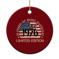 50th Birthday Ceramic Ornament Vintage 1976 50 Year Old Birthday USA Flag