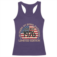 50th Birthday Racerback Tank Top Vintage 1976 50 Year Old Birthday USA Flag