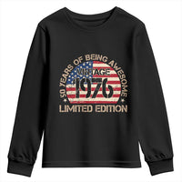 50th Birthday Youth Sweatshirt Vintage 1976 50 Year Old Birthday USA Flag