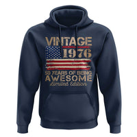 Vintage 1976 Birthday Hoodie 50 Years Of Being Awesome USA Flag