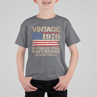 Vintage 1976 Birthday T Shirt For Kid 50 Years Of Being Awesome USA Flag