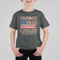 Vintage 1976 Birthday T Shirt For Kid 50 Years Of Being Awesome USA Flag