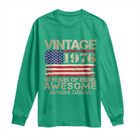 Vintage 1976 Birthday Long Sleeve Shirt 50 Years Of Being Awesome USA Flag