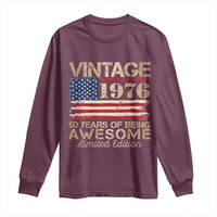 Vintage 1976 Birthday Long Sleeve Shirt 50 Years Of Being Awesome USA Flag