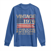 Vintage 1976 Birthday Long Sleeve Shirt 50 Years Of Being Awesome USA Flag