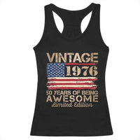 Vintage 1976 Birthday Racerback Tank Top 50 Years Of Being Awesome USA Flag