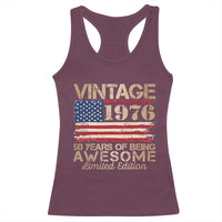 Vintage 1976 Birthday Racerback Tank Top 50 Years Of Being Awesome USA Flag