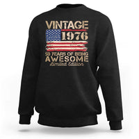 Vintage 1976 Birthday Sweatshirt 50 Years Of Being Awesome USA Flag