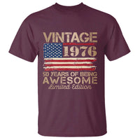 Vintage 1976 Birthday T Shirt 50 Years Of Being Awesome USA Flag