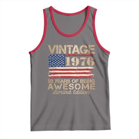 Vintage 1976 Birthday Tank Top 50 Years Of Being Awesome USA Flag