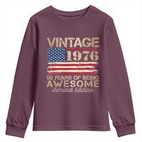 Vintage 1976 Birthday Youth Sweatshirt 50 Years Of Being Awesome USA Flag