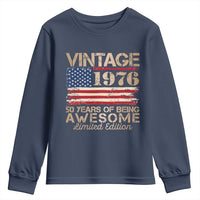 Vintage 1976 Birthday Youth Sweatshirt 50 Years Of Being Awesome USA Flag