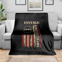 Vintage 1965 Birthday Throw Blanket Retro American Flag Limited Edition