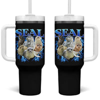 Baby Seals Tumbler With Handle Retro Sea Dog Bootleg Vintage Graphic 90s
