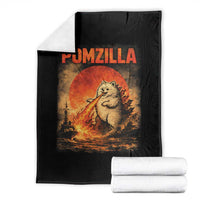 Pomzilla Dog Japanese Art Throw Blanket Retro Vintage Dog Lover Pomeranian Pom Monster Kaiju
