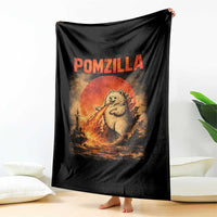 Pomzilla Dog Japanese Art Throw Blanket Retro Vintage Dog Lover Pomeranian Pom Monster Kaiju