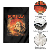 Pomzilla Dog Japanese Art Garden Flag Retro Vintage Dog Lover Pomeranian Pom Monster Kaiju