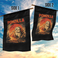 Pomzilla Dog Japanese Art Garden Flag Retro Vintage Dog Lover Pomeranian Pom Monster Kaiju