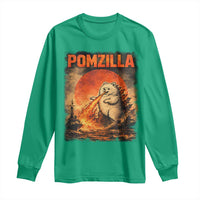 Pomzilla Dog Japanese Art Long Sleeve Shirt Retro Vintage Dog Lover Pomeranian Pom Monster Kaiju
