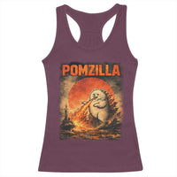 Pomzilla Dog Japanese Art Racerback Tank Top Retro Vintage Dog Lover Pomeranian Pom Monster Kaiju