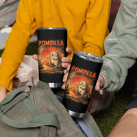 Pomzilla Dog Japanese Art Tumbler Cup Retro Vintage Dog Lover Pomeranian Pom Monster Kaiju