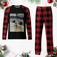 Hamster Gym Plaid Pajama Set Funny Rat Workout Weightlifting Pump Cover