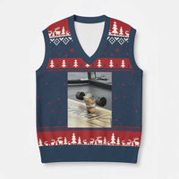Hamster Gym V-Neck Knit Sweater Vest Funny Rat Workout Weightlifting Pump Cover