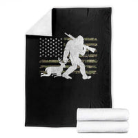 Bigfoot Camo Deer Hunting Throw Blanket Camo USA Flag Buck Season Sasquatch