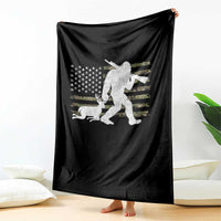 Bigfoot Camo Deer Hunting Throw Blanket Camo USA Flag Buck Season Sasquatch