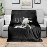 Bigfoot Camo Deer Hunting Throw Blanket Camo USA Flag Buck Season Sasquatch