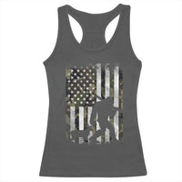 Bigfoot Deer Hunting Racerback Tank Top Camo US Flag Deer Elk Buck Hunting Hunter Dad
