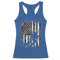 Bigfoot Deer Hunting Racerback Tank Top Camo US Flag Deer Elk Buck Hunting Hunter Dad