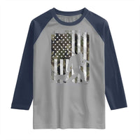 Bigfoot Deer Hunting Raglan Shirt Camo US Flag Deer Elk Buck Hunting Hunter Dad